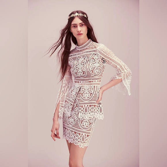 FREE PEOPLE ministry of style mania white lace high neck top 4 - Picture 2 of 16